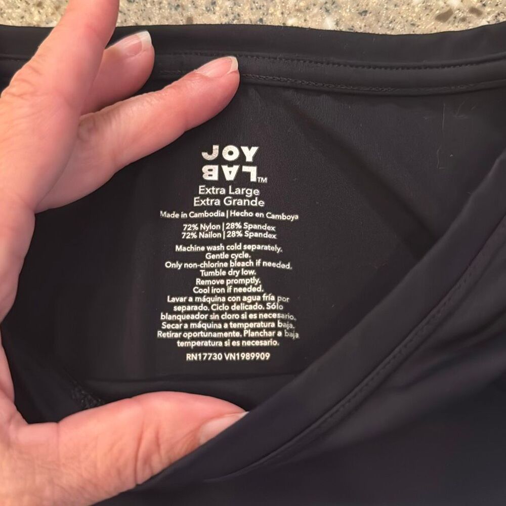 JOY LAB 2 Pc Short Sleeve Crop Top Activewear Athleisure Blue Black Crossback - Picture 3 of 8